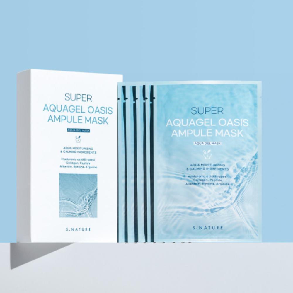 

S-NATURE Super Aqua Gel Oasis Ampoule Mask 5 Sheets Deep Hydration & Cooling Soothing Care
