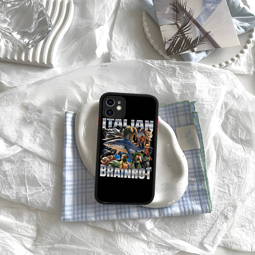 I-ITALIANS B-Brainrot Creative Animal For IPhone 11 12 13 14 15 16 Pro Max Plus Matte Translucent Phone Cover