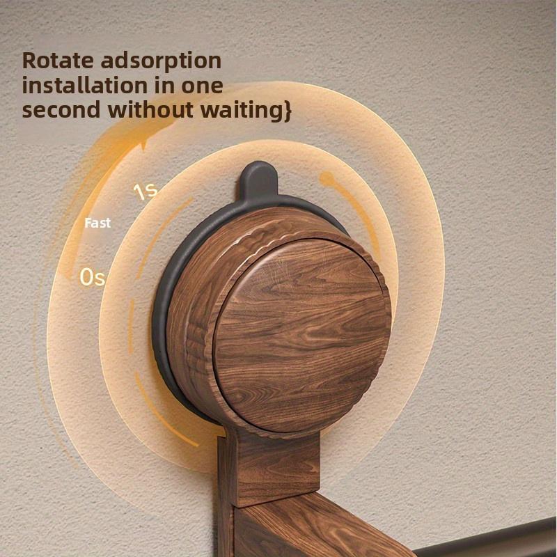 No Drill Suction Cup Bathroom Towel Rack - Vintage Walnut Finish Aluminum Round Ring Design, Space-Saving Adhesive Mount for Bathroom Organization