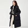 Women's Long Loose Light Down Jacket Autumn Winter Hooded Straight White Duck Down Coat Stand Collar Big Pocket Solid Color