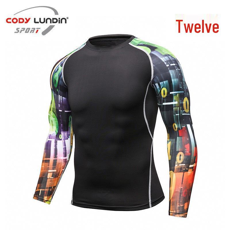 Мужская футболка PRO с длинным рукавом, быстросохнущая, эластичная, для йоги и фитнеса A016 XXL