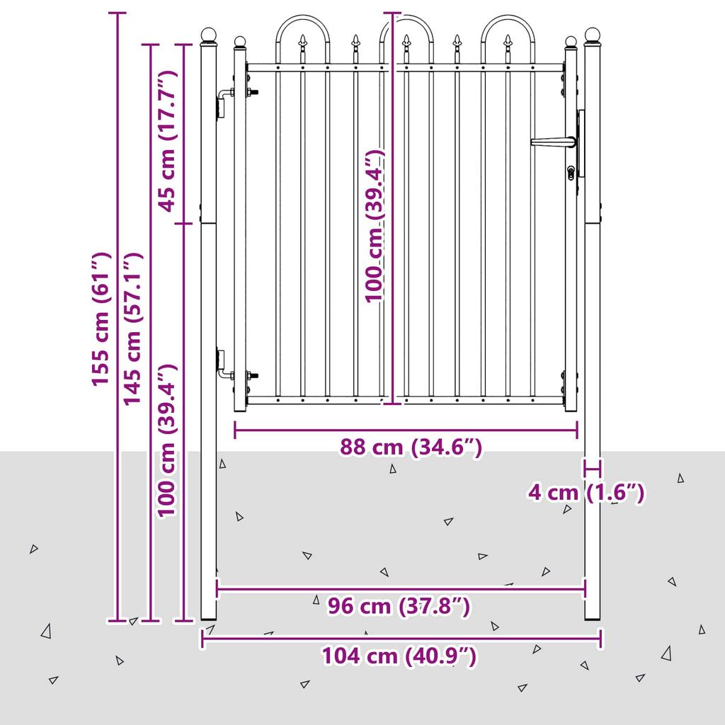 Zauntor HORST 100 X 100 Cm Metal Black Lockable