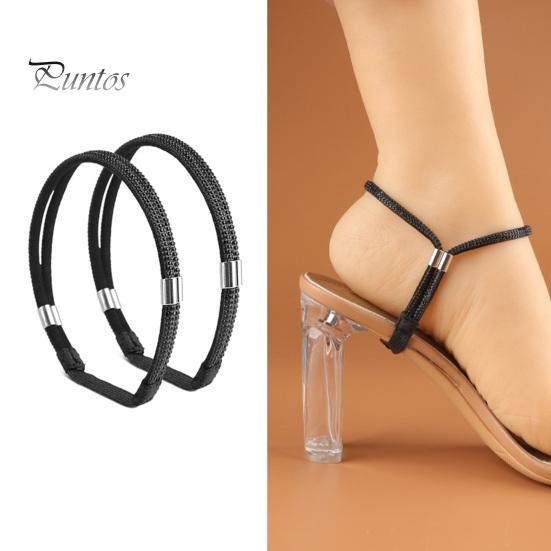 3 Par Fasta Skosnören Återanvändbara Konstläder Glittrande Strass Elastiska Snören Högklackade Sandalremmar