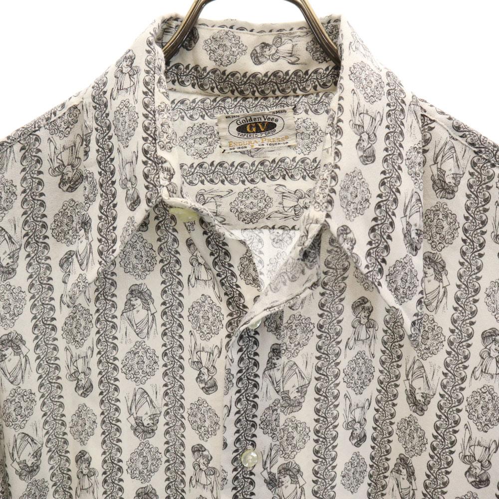 70s Overall handle Long sleeve shirt M White etc. Old vintage Men's Used