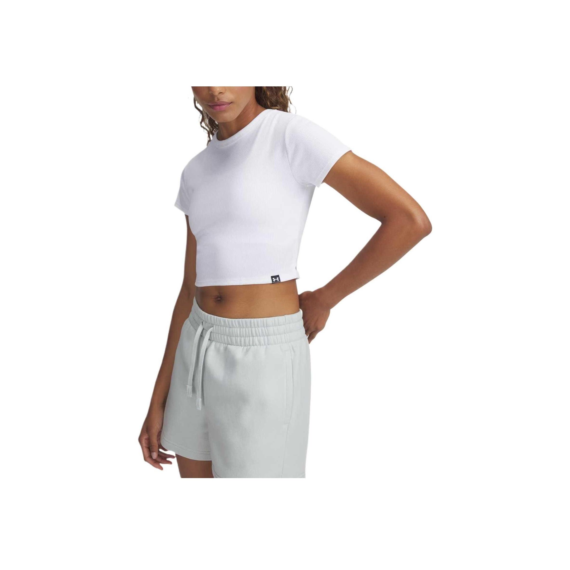 

Under Armour Rival Rib Comfortable Fashion Simple Short Sleeve Regular T-Shirt Women Tops White 6000264-100 XL