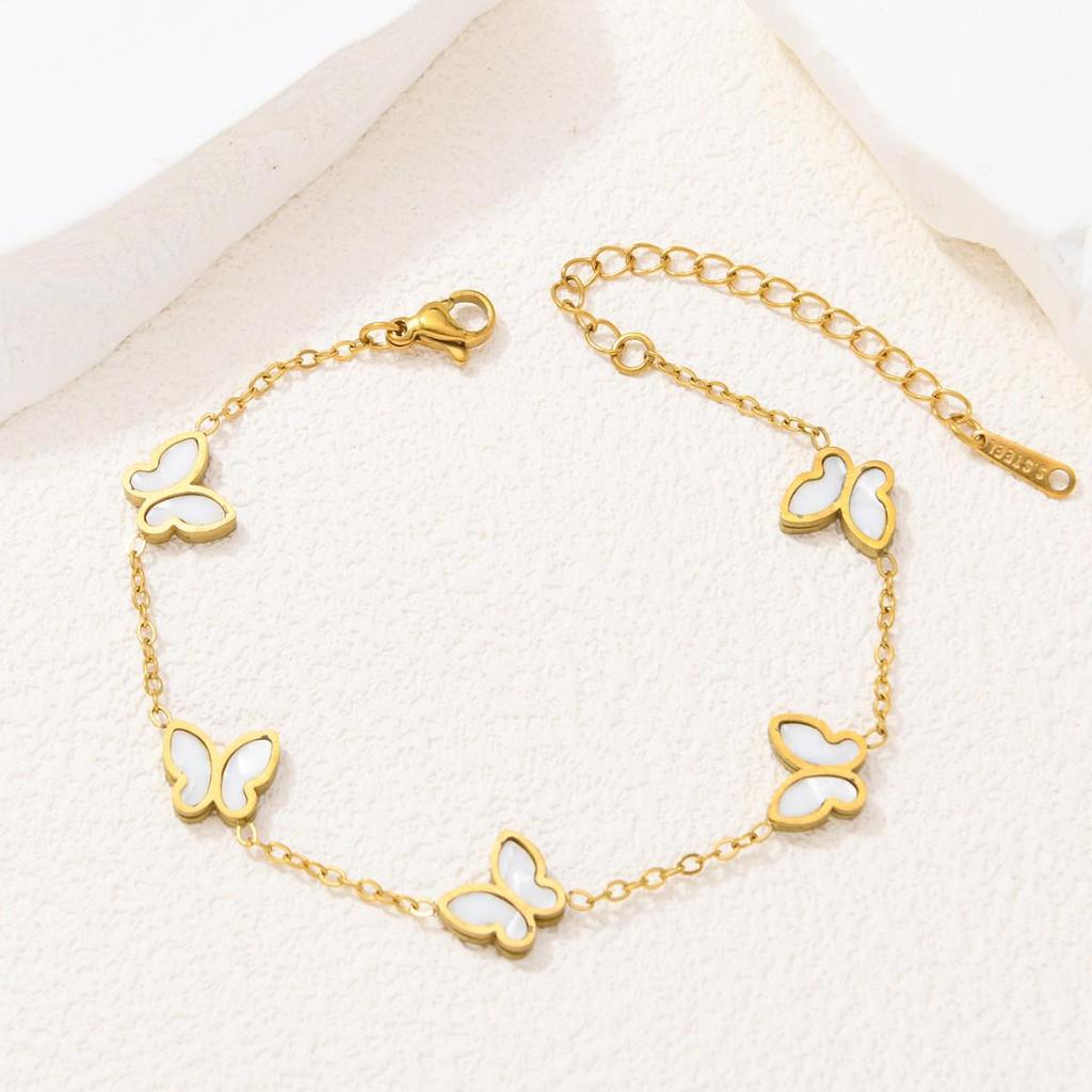 Korean Style Temperament: Gold Plated Stainless Steel Butterfly Bracelet for Women