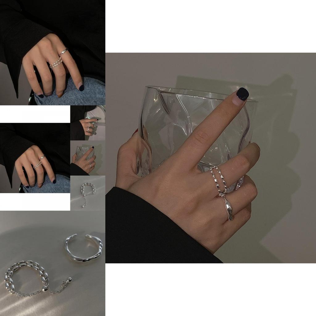 Chic 925 Sterling Silver Geometric Adjustable Ring High-end Aesthetic For Women Gift Option