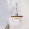 Wood Bathroom Paper Towel Holder Brushed Gold Toilet Paper Roll Holder Wall-mounted Cell Phone Shelving Toilet Paper Box
