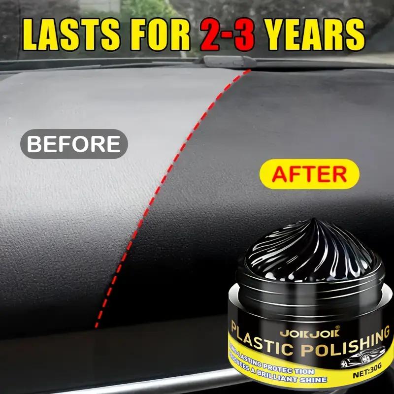 All-in-One Plastic Repair Wax-Dual Black Gloss Enhancer, for Car Seats,Dashboard,Center Console-Easy Care Protective Cream