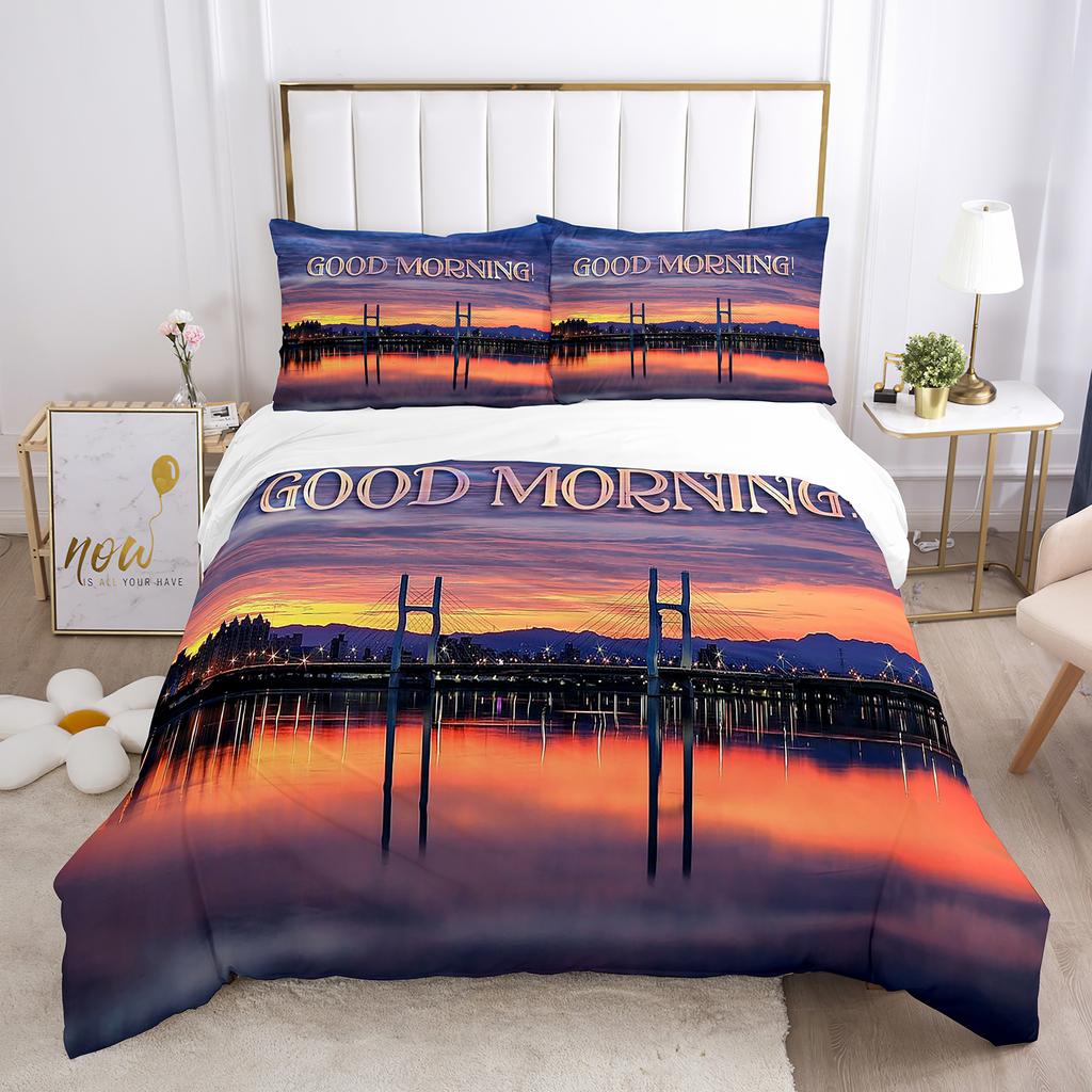 Buon Mattino Set Copripiumino Stampa 3D Pane Caffè Colazione Poliestere Copripiumino King Queen Matrimoniale per Set Letto Adolescenti