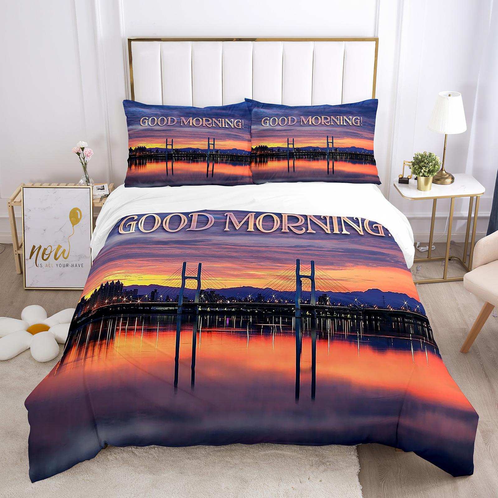 

Good Morning Quilt Cover Package Microfiber Fabric Coffee Rose Cozy Breakfast Twin Size Sleep Bedding Package Double Size Queen Size King Dimension EU single(135x200cm)