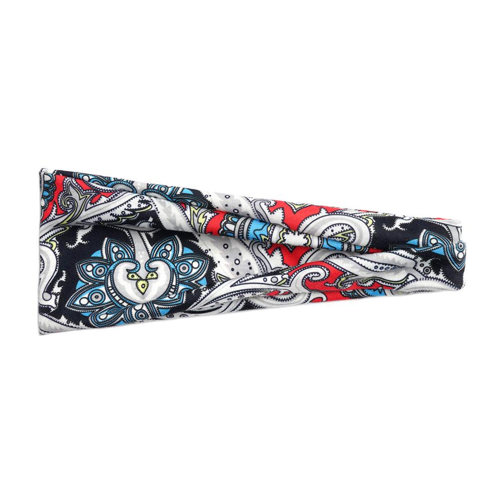 Dámská sportovní jógová pot absorbující čelenka - Široký okraj, Tištěný design, Vlasový doplněk