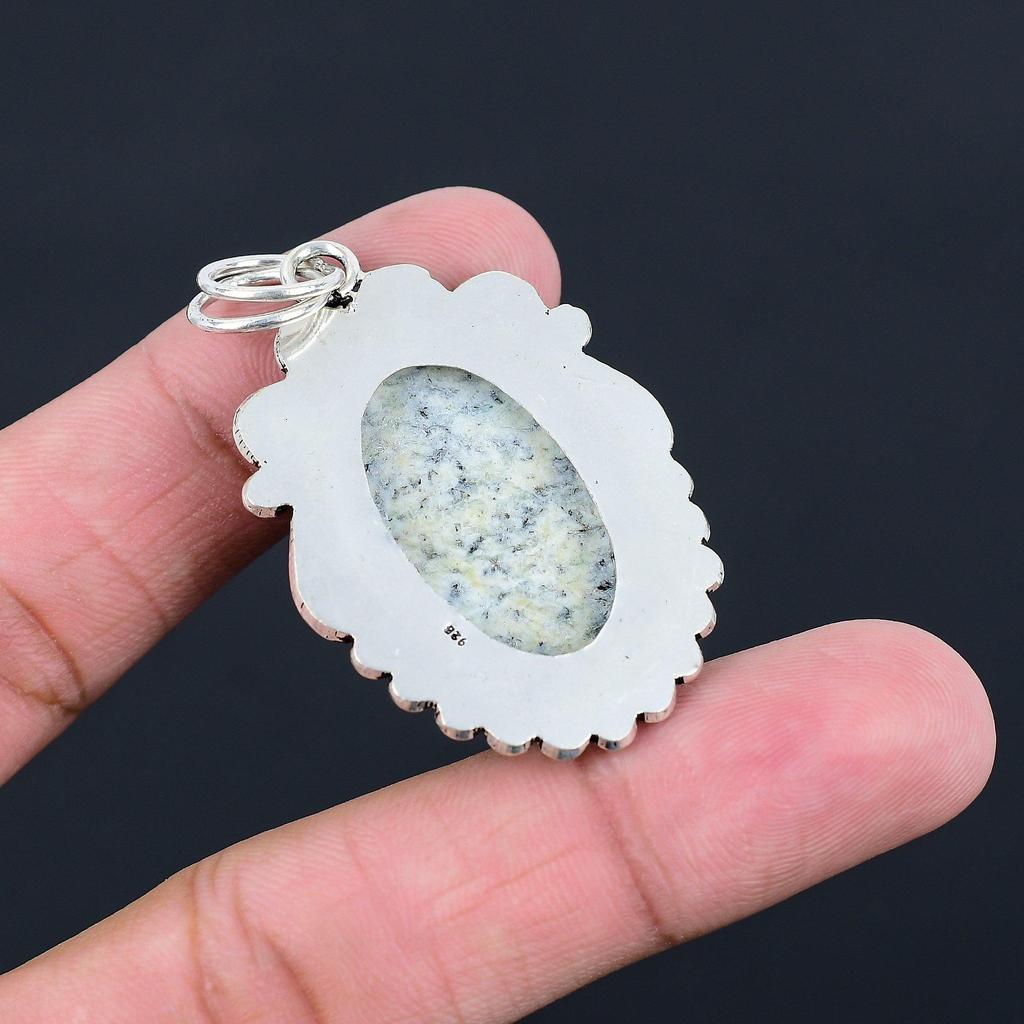 Naturlig K2 Jaspis Ädelstenshänge 925 Sterlingsilver Indiska Smycken För Flickor