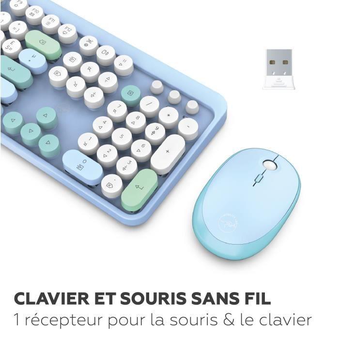 Ensemble Clavier Souris - MOBILITY LAB - Pure Color - Sans Fil - Pavé Numérique Intégré - Bleu