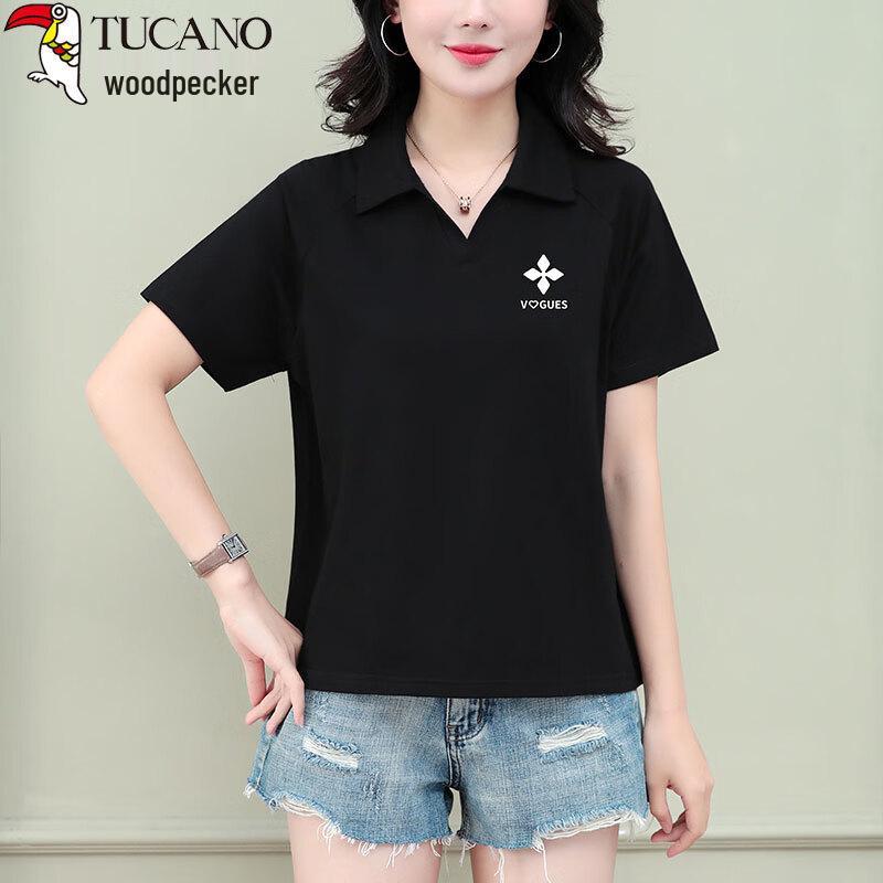 

Woodpecker Women s Cotton POLO Short Sleeve T-Shirt 4XL