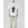 Black T Shirt with White Fist Graphic Design for Casual Wear