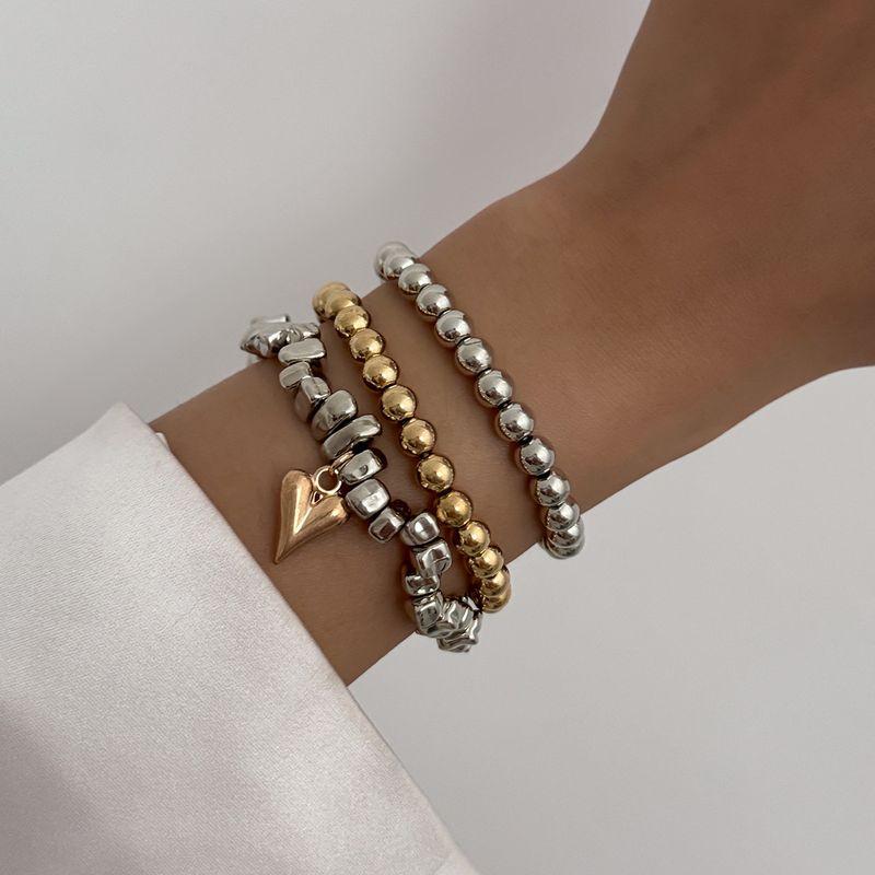 3-Piece Set of Heart-Shaped Ccb Bracelet Set, European and American Trendy Fashion, Unique Design, Niche Internet Celebrity Ins Jewelry
