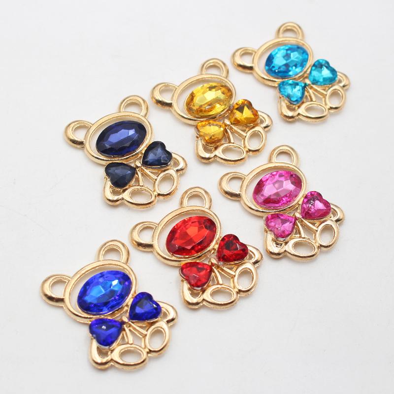 10pcs25 * 30MM Fashionable And Cute Alloy Teddy Bear DIY Accessories Hair Accessories Cartoon Phone Case Hole Shoe Accessories