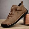 Fashion Winter New Men's Low-top Ankle Boots High Quality Hand-stitched Hook&loop Leather Casual Sneakers Classic Man Shoes Plus Size 48