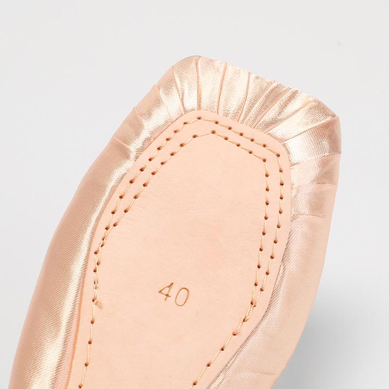 Girls' Satin Ballet Pointe Dance Shoes with Ribbons, Flat Practice Shoes for Big Kids
