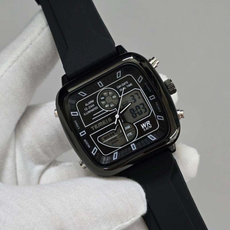 Temeis Men'S Watch Fashion Waterproof Luminous Outdoor Sports Electronic Watch Personalized Watch Double Display