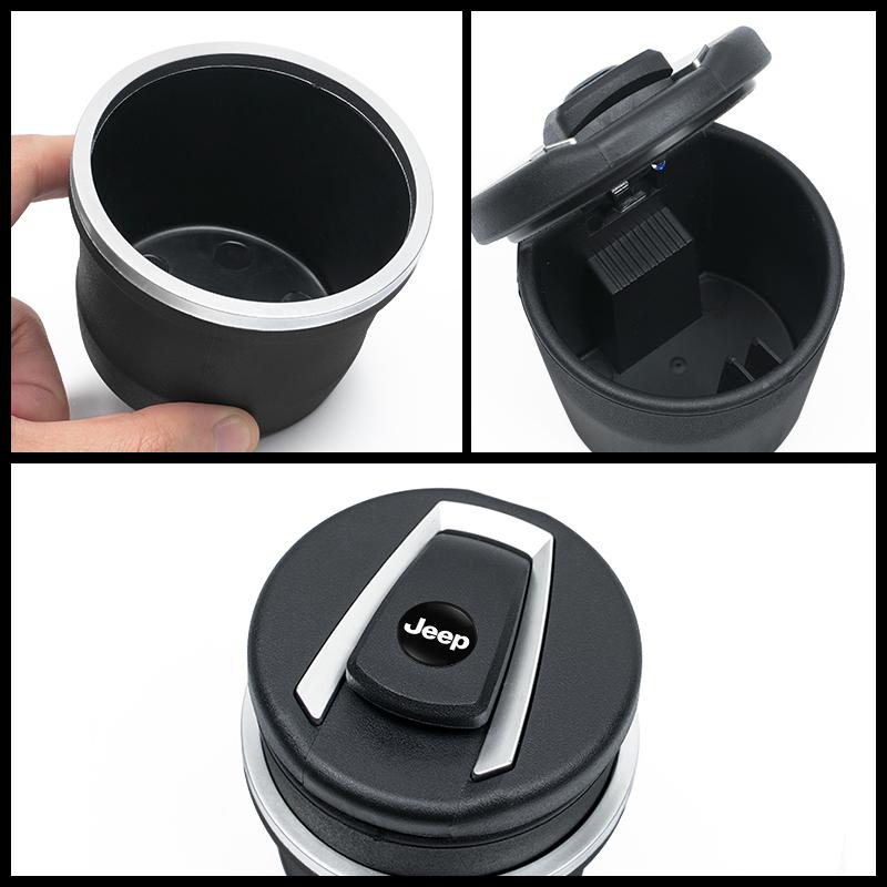 Getränkehalter Tragbares LED-Licht Auto-Aschenbecher Abnehmbarer Zigarettenaschebecher Für Jeep Grand Cherokee Wrangler JK Gladiator Compass Re