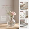 Clear Glass Flower Vase With Modern Ribbed Design Thick Durable Body For Home Dining Table Desktop Decor