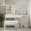 VidaXL Vanity Set with LED Cosmetic Table Makeup Dressing Table Jewelry Table Bedroom White Wood 3114099