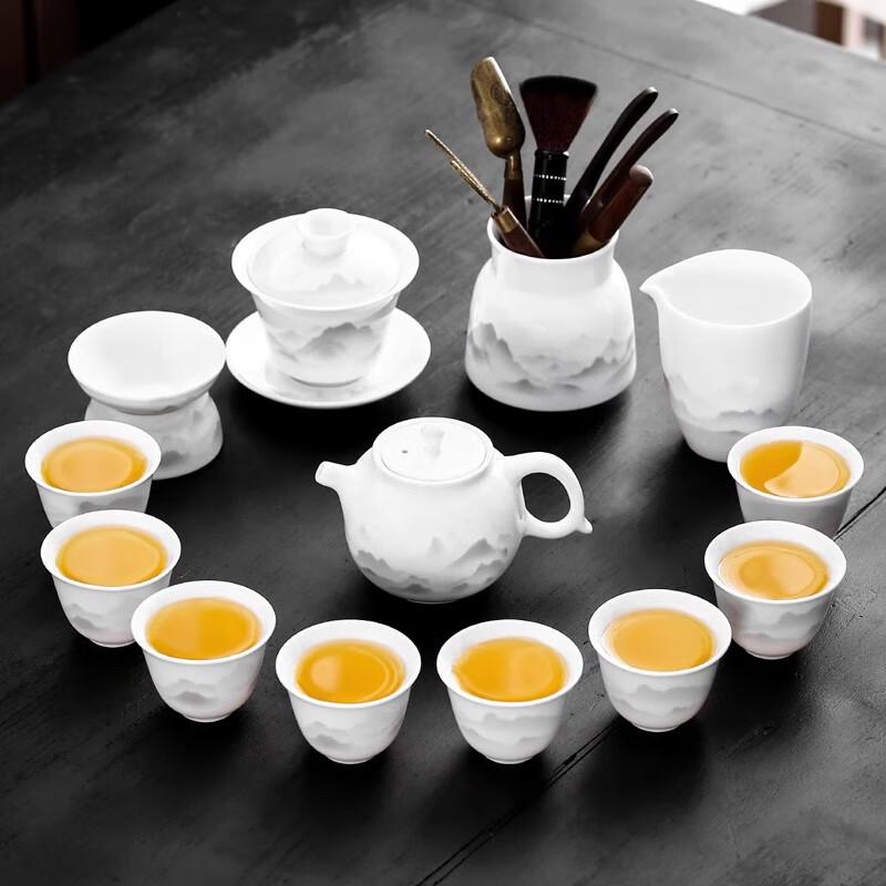 Lainuo Ink Wash Mutton-Fat Jade Porcelain Tea Set
