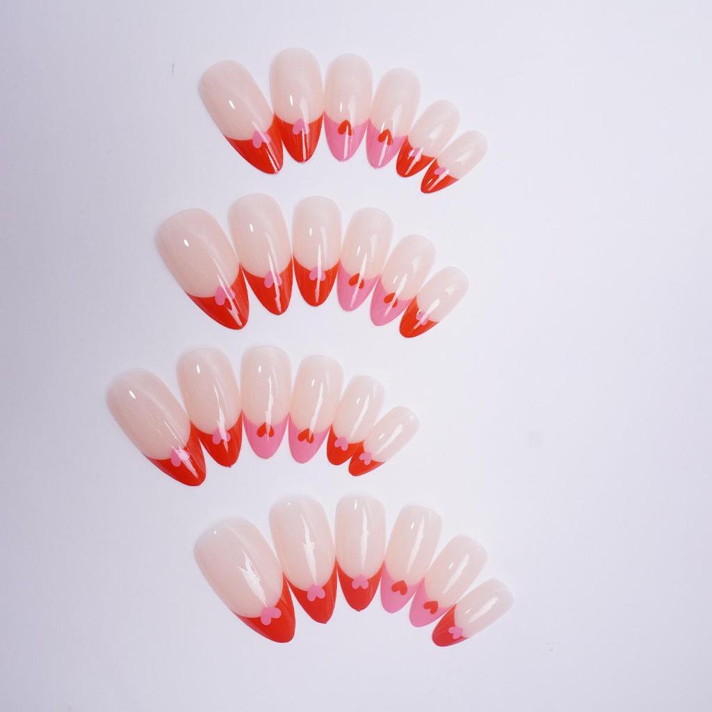Cross-Border Valentine's Style French Heart Wearable False Nail Tips