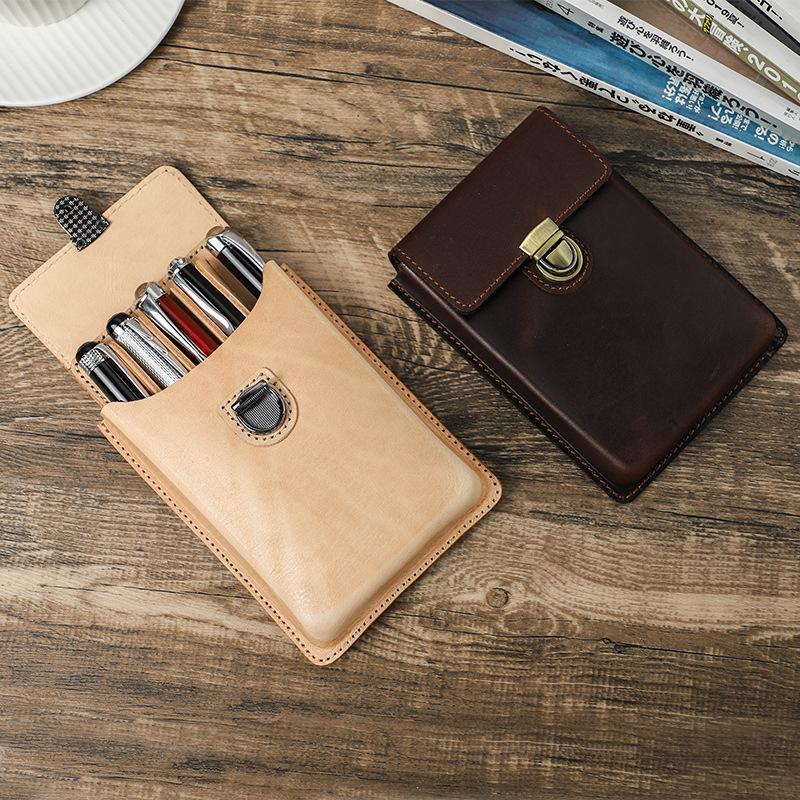 First Layer Cowhide Pencil Bag 5 Pcs Handmade Personalized Creative Removable Drawer Pen Storage Box