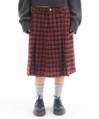 Ames Worldwide Check Pleats Midi Skirt Pink