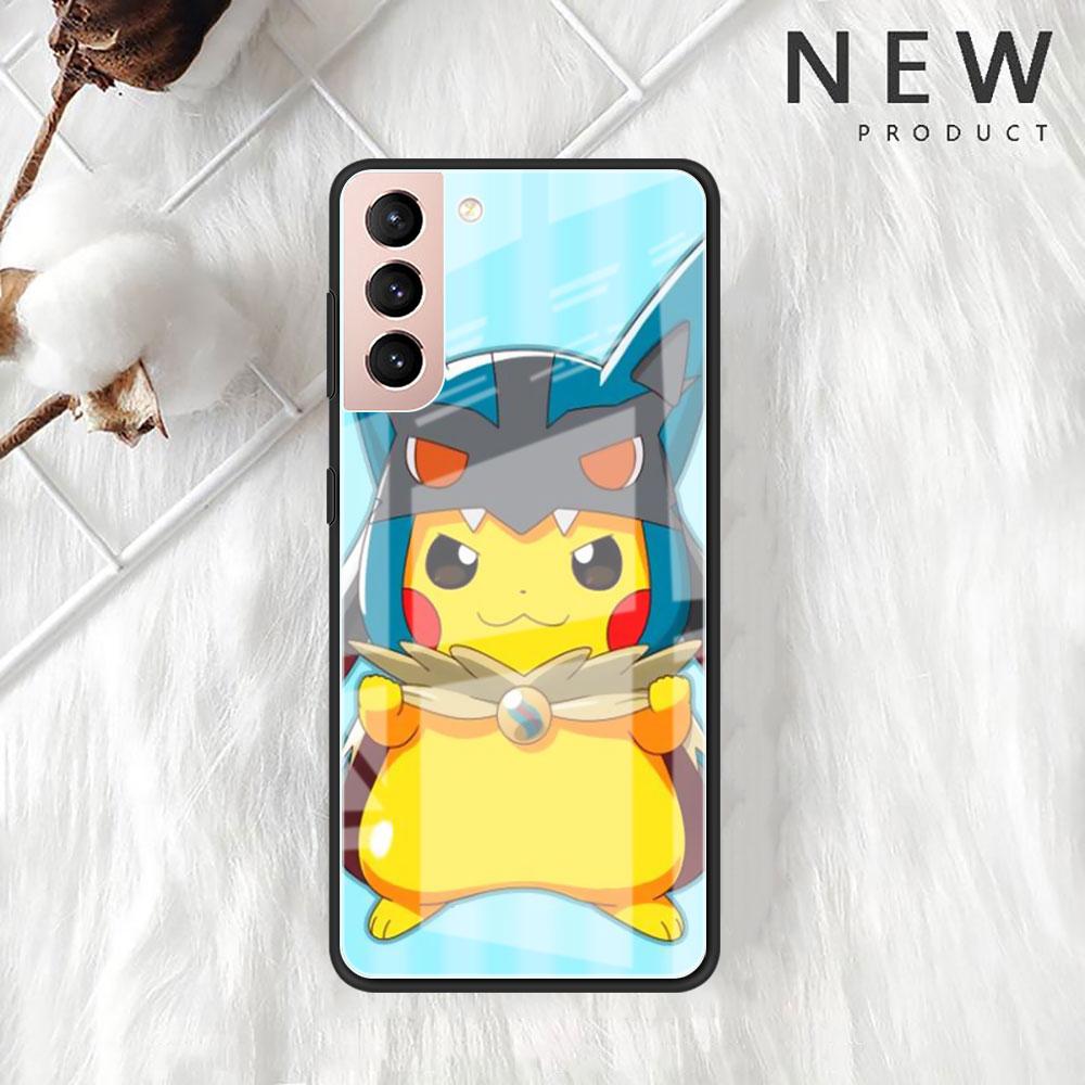 Glashülle für Samsung Galaxy S20 FE S22 Ultra S21 Plus Note 20 S10 Lite 10 S10e S9 Gehärtete Handyhülle Lustiges Pokemon Pikachu