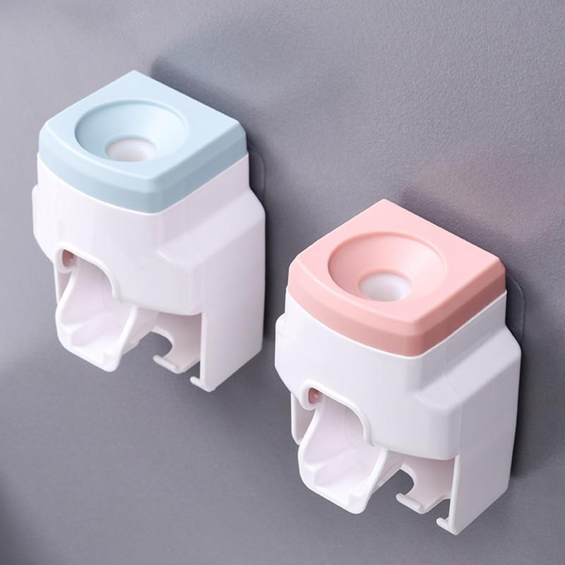 Kreative Wandmontage Automatischer Zahnpastaspender Badezimmer-Zubehör-Set Wasserdichter fauler Zahnpasta-Quetscher Zahnbürstenhalter