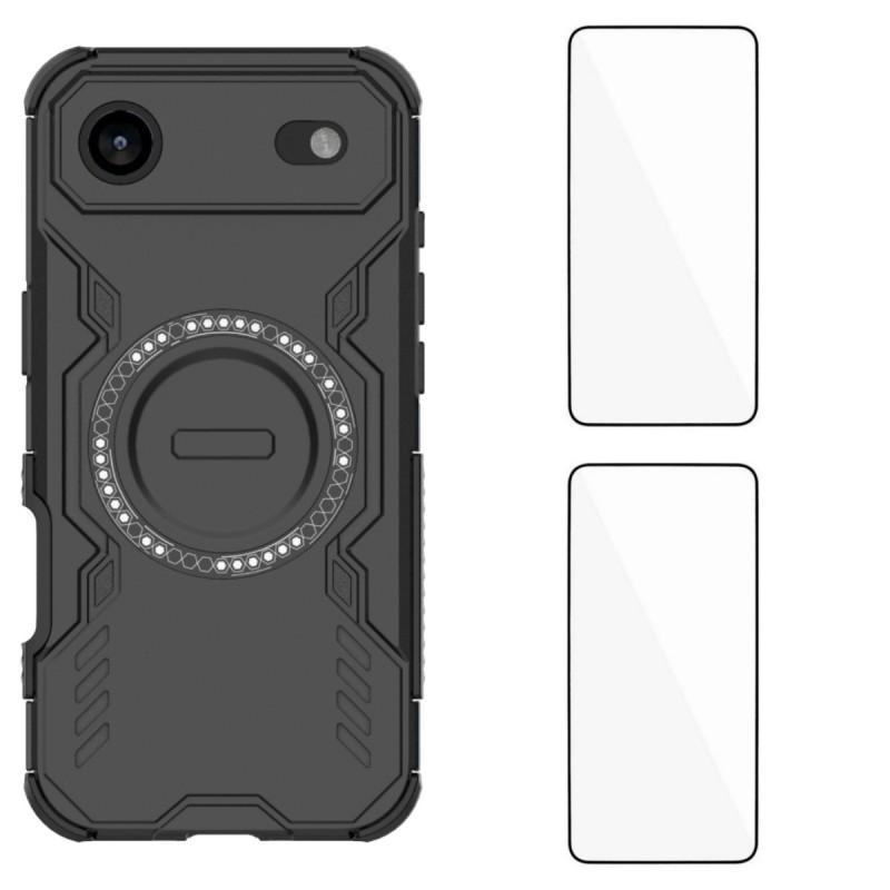 For iPhone 17 Air Magnetic Case WANLONFENG DJ Series PC TPU Phone Cover with 2Pcs Tempered Glass Film