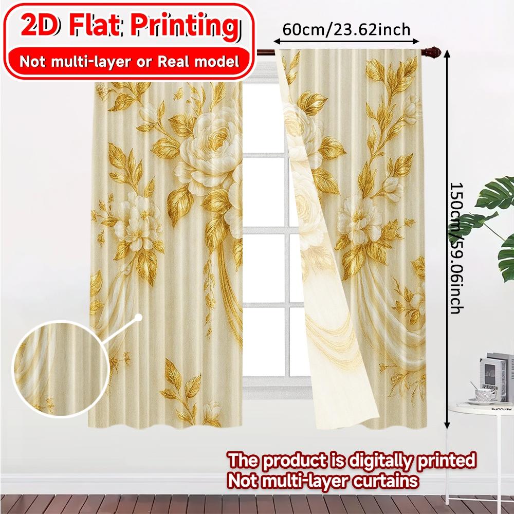 2D Flat Printing  2pcs Elegant Drapery Chic Curtains&Drapes 100% Polyester Curtains Outdoor Decorations Use for Bedroom   Living