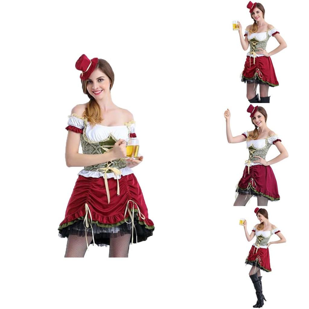 Costume da Cosplay Dirndl Bavarese Oktoberfest Birraia Con Maniche a Sbuffo