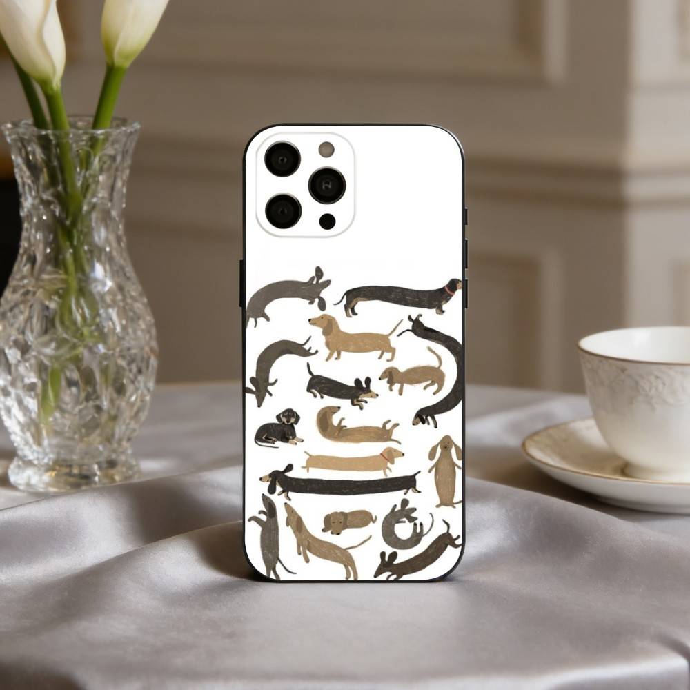 D-Dackel S-Silhouette ART D-Hund Handyhülle Für iPhone 17,16,15,14,13,12,11 Plus,Pro Max,XS,Weiche Silikon Schwarze Hülle
