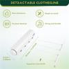 ABBY-Retractable Clothesline Telescopic Indoor Outdoor Wall Mounted Clothes Dryer Line Drying Rope Hanger
