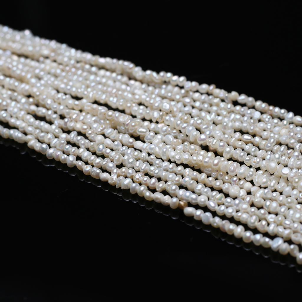1String, Boho White Natural Freshwater Pearls, Handmade Irregular Pearl Beads for Jewelry Making DIY Necklaces Crafts (Beads 3-4mm, Length 36cm)