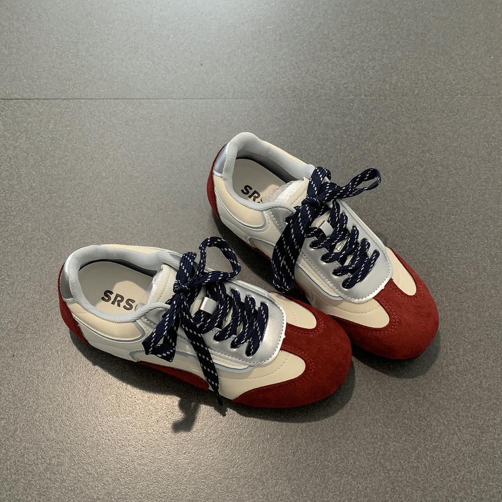 Red Retro Inner Height-increasing Flat-soled Agande Training Shoes Women's Summer 2025 New Versatile Soft-soled Sports and Leisure Board Shoes