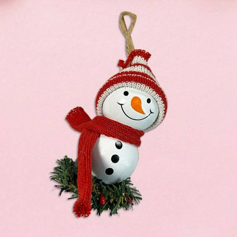 1Pc Christmas Wooden Bead Snowman Doll, Home Wall Hanging Ornament, Christmas Tree Wooden Pendant