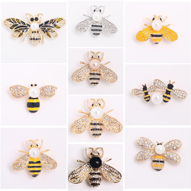 Pearl Bee Brooch Anti-light Diamond Insect Brooch Premium Niche Women's Pin with Accessories