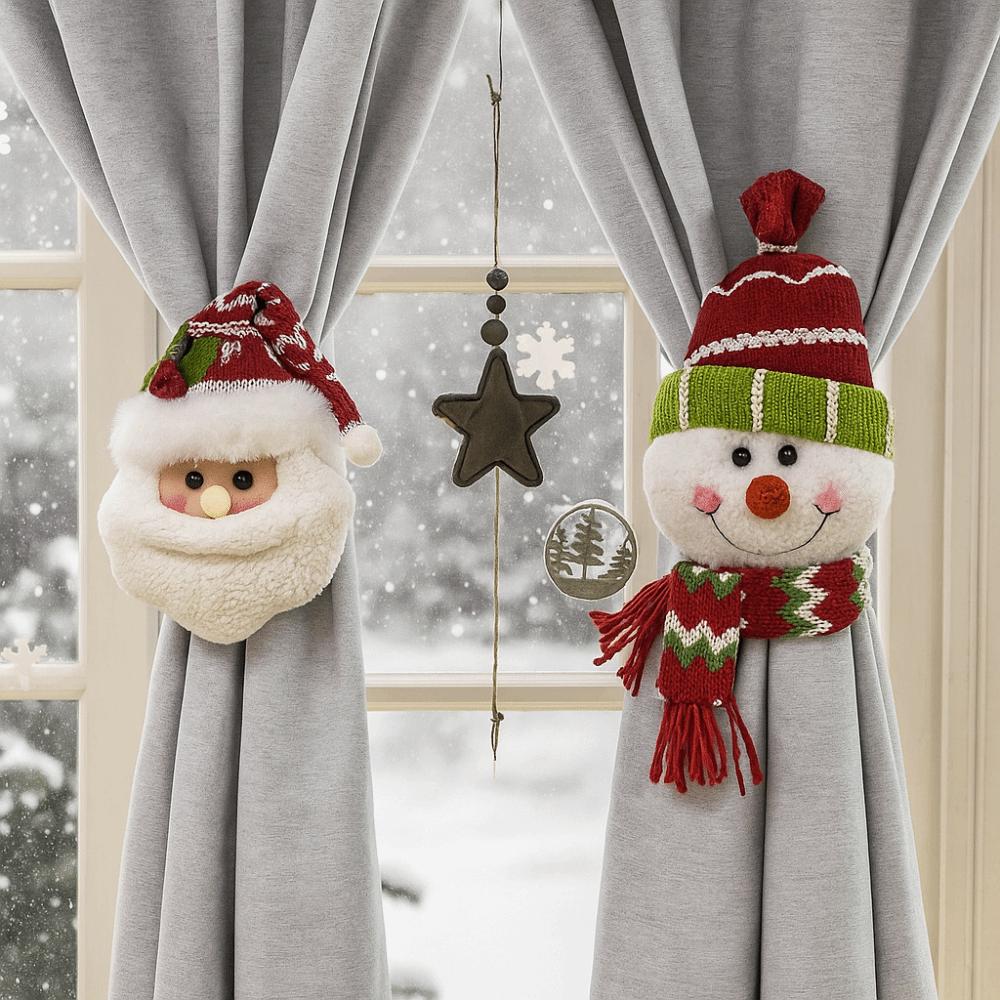 Cartoon Santa Claus Christmas Curtain Buckle Snowman Plush Christmas Decoration Durable Party Supplies Curtain Strap Hotel