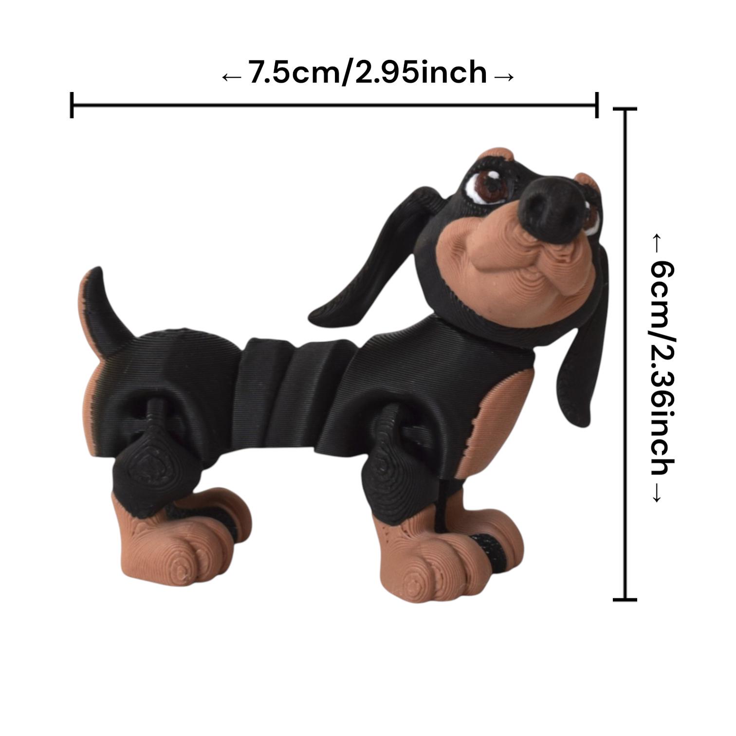 3D-печатная такса, игрушка-орнамент с подвижными суставами 11cm*4.5cm*7.5cm