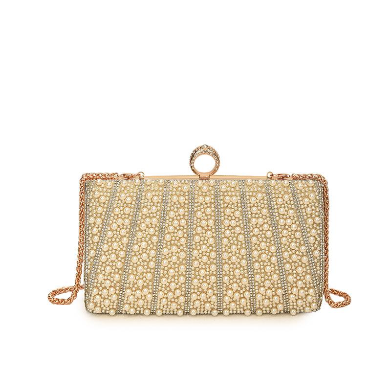 Women Pearl Banquet Bag Ladies Dress Embroidery Rhinestone Handbags Fashion Carry On Shoulder Bags Wedding Evening Clutch