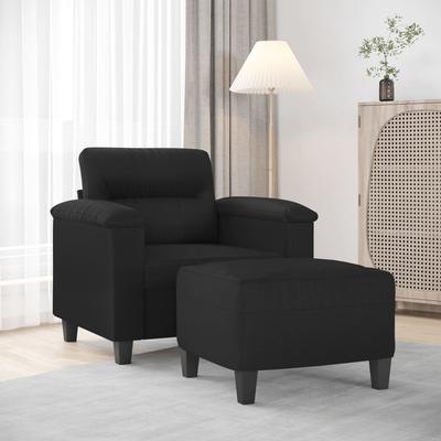 Vidaxl Armchair with Footrest, Black, 60 Cm, Faux Leather