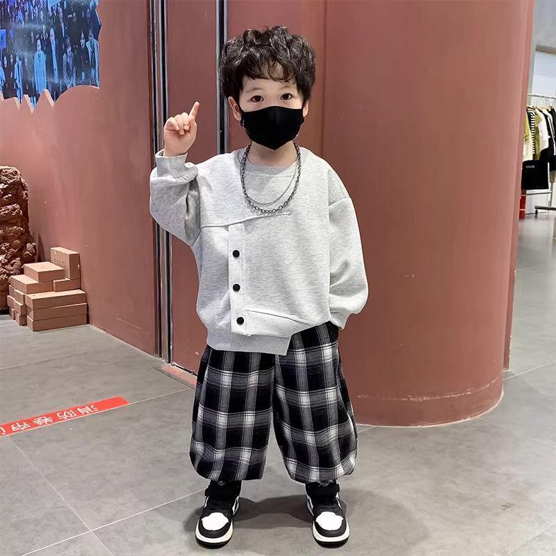 Boys' Stylish Korean Sporty Sweatshirt Set - 2025 New Fashion Two-Piece for Spring & Autumn