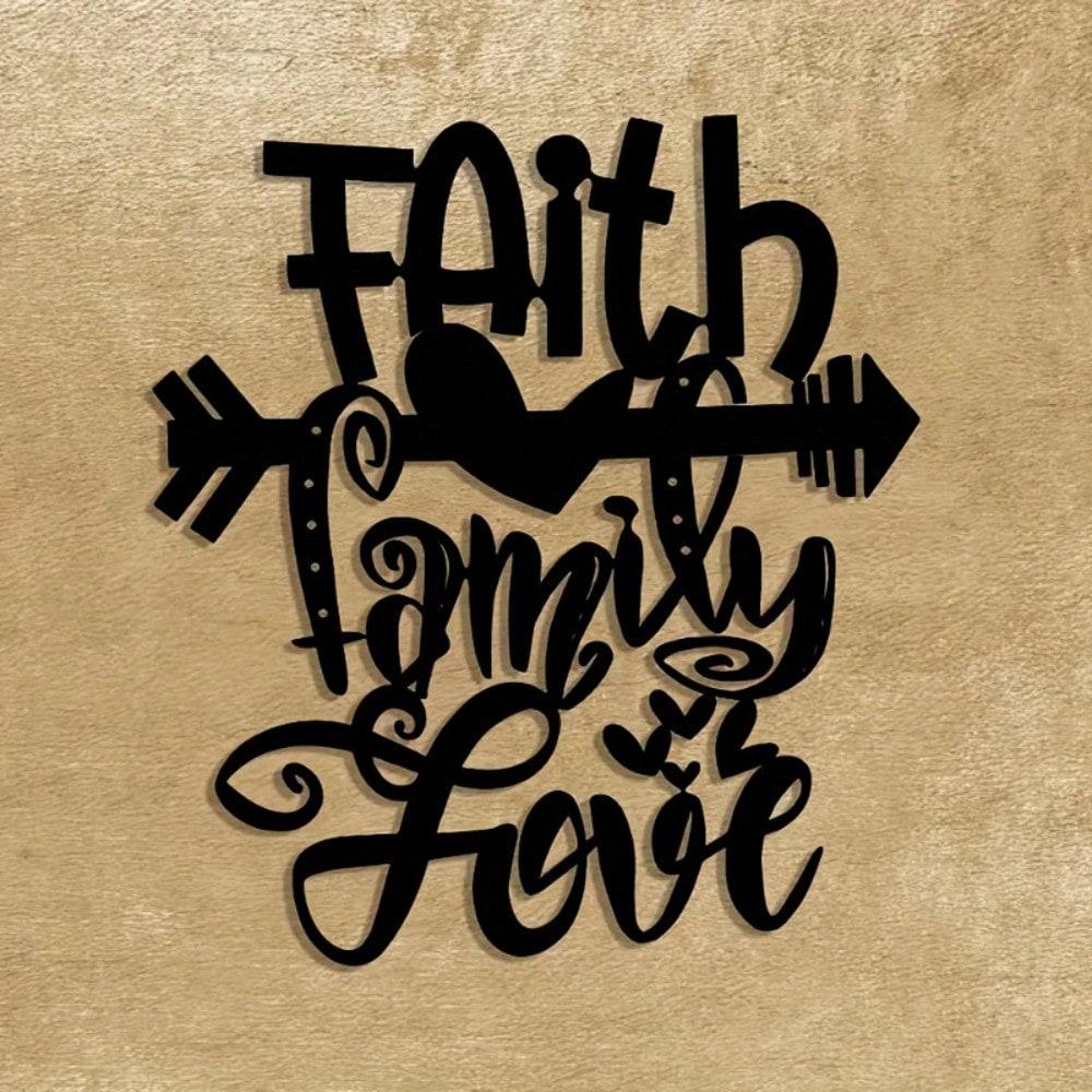 Metal Family Faith Wall Art for Home, Office, Patio - Christmas & Halloween Decor
