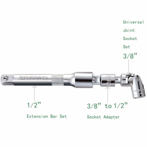 Square Ratchet Socket Adapter Reducer Converter Set Kit, 1/4", 3/8", 1/2" Driver Conversion for Automotive and Construction Work